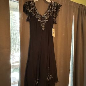 Jkara black chiffon sequin dress